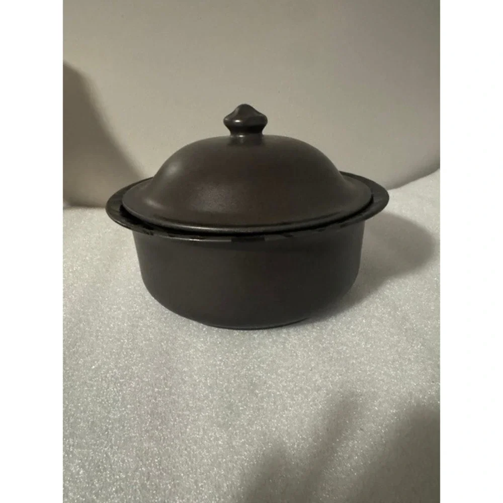 Pfaltzgraff Vintage Black Geometric Casserole Dish with Lid Made in USA